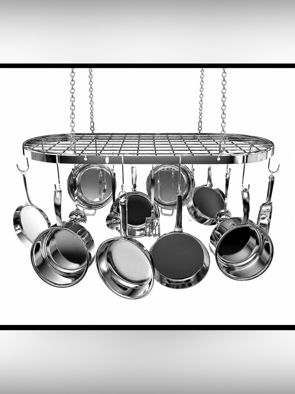 Hanging Pot Rack - Ceiling Mount Kitchen Organizer for Pots